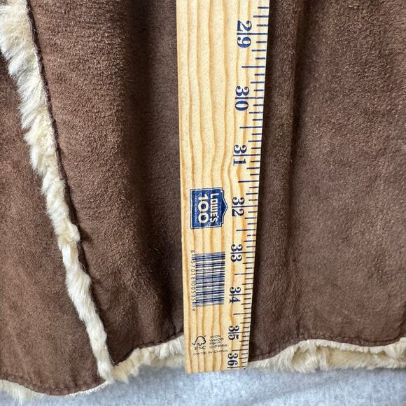 Wilsons Suede Penny Lane Leather Coat Womens Medium Brown Rabbit Fur Boho Toggle - Picture 6 of 15